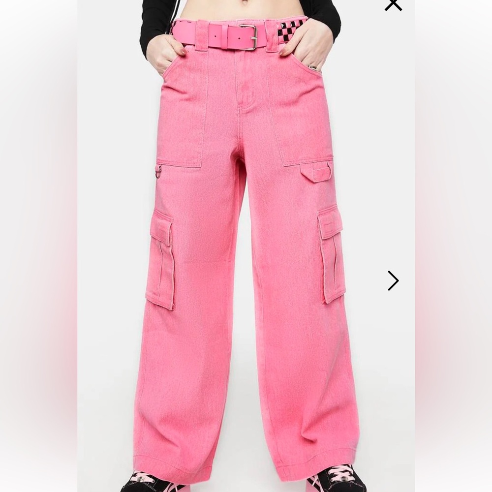 Denim Pink Cargo Pants
